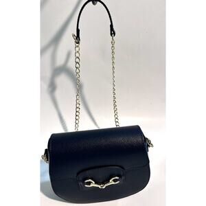 Laura Di Maggio, Blue Genuine Leather, Made in Italy Crossbody, Chain strap